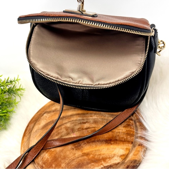 Mix. No.6 Black and Brown faux leather Multi Zip Crossbody Bag with Tassel. - Picture 7 of 11